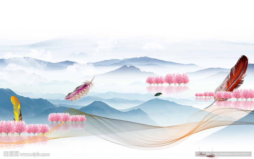 客厅最新高档山水 tif分层