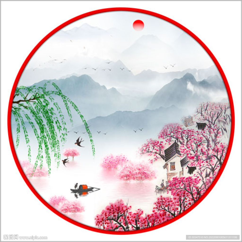 水墨江南山水装饰画