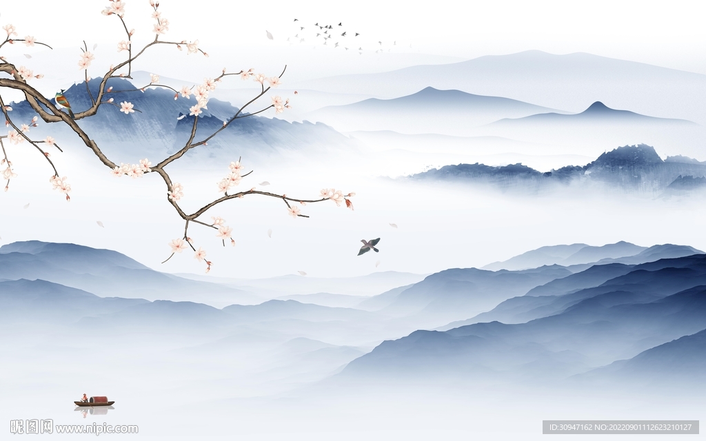 意境 最新山水墙画 tIf分层