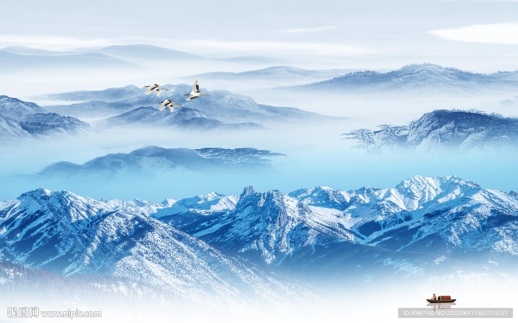 大气最新山水墙画 tIf分层