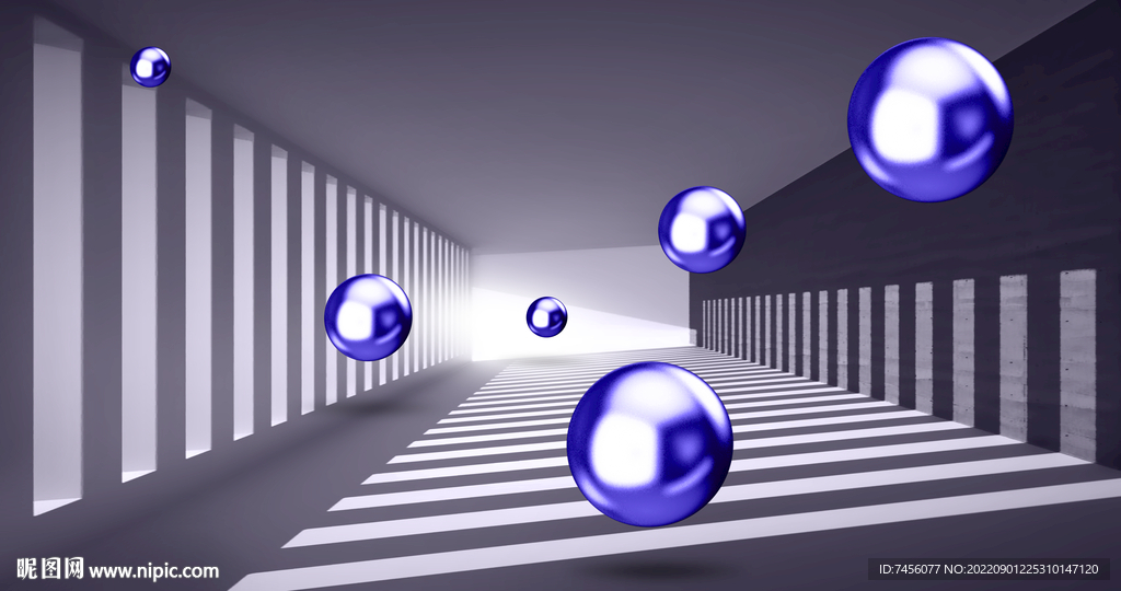 蓝色球立体艺术挂画装饰画