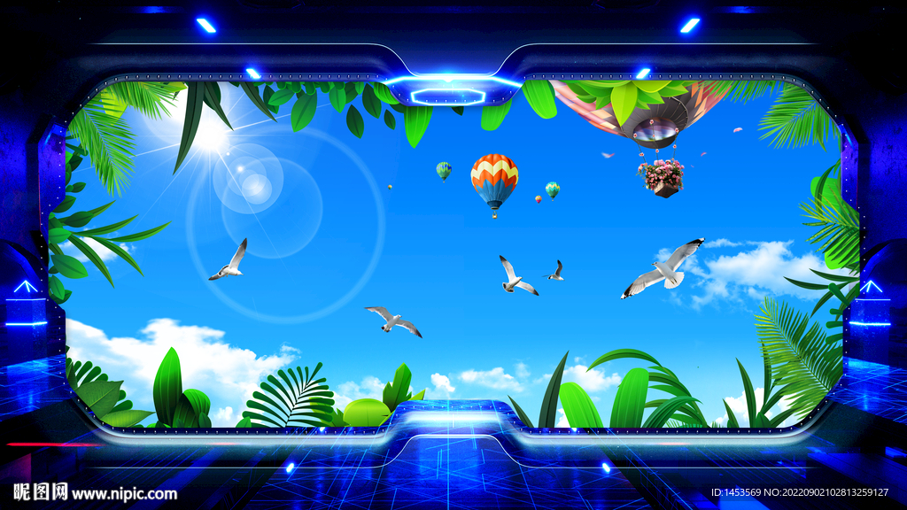 蓝天白云立体画