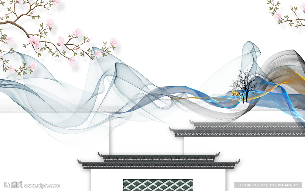 中国风新品客厅山水 TIf分层