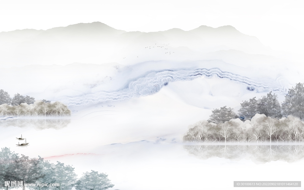 最新爆款山水画 tif分层图