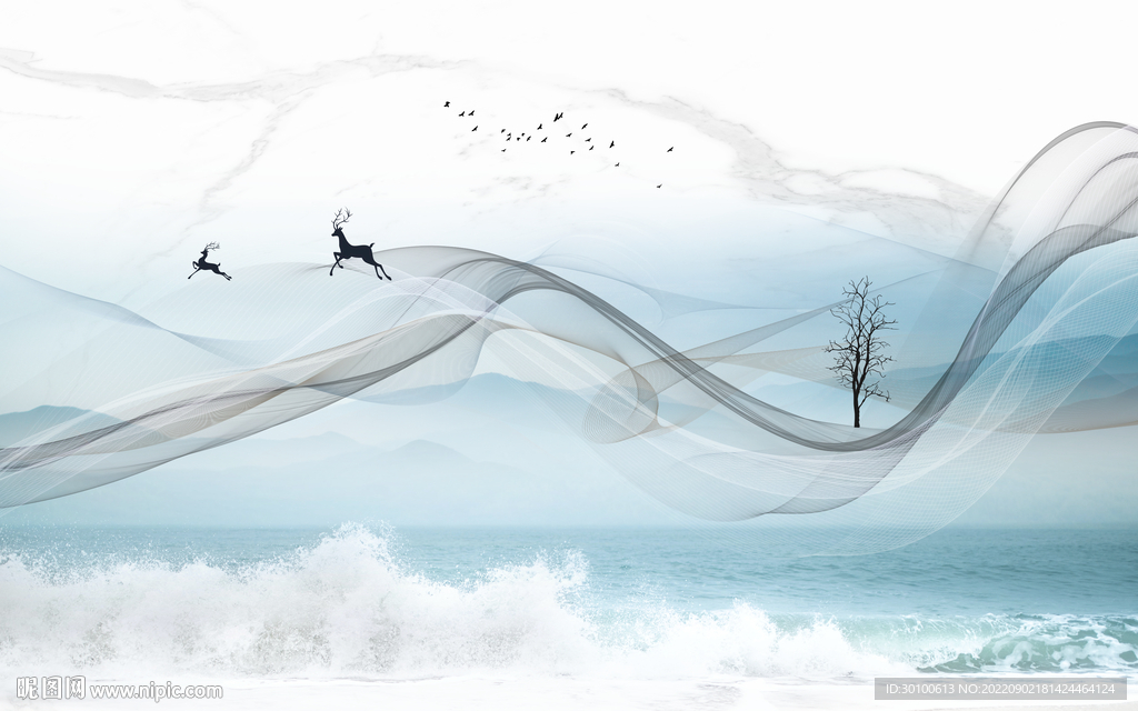 简约爆款山水画 tif分层图