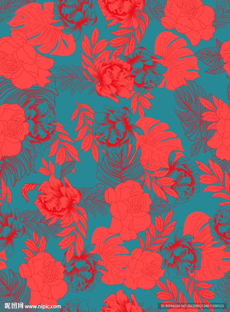 矢量牡丹玫瑰花