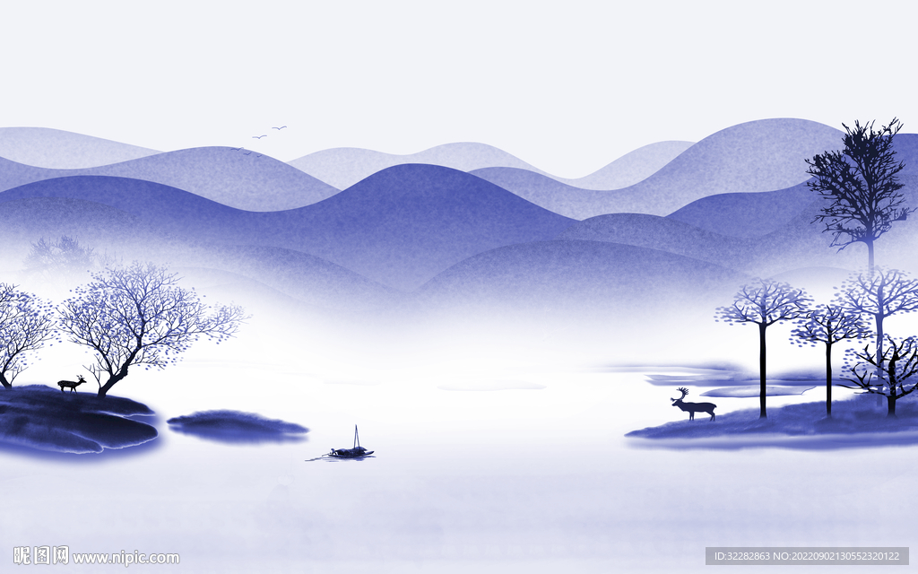 大气新品山水背景 TIf分层