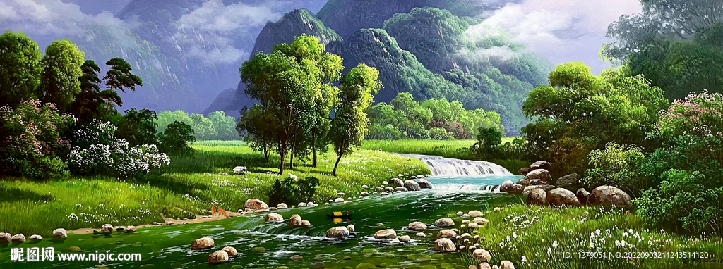 山水风景油画装饰