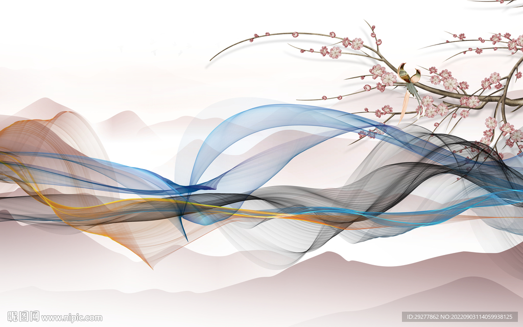 中式客厅山水新画 tif分层