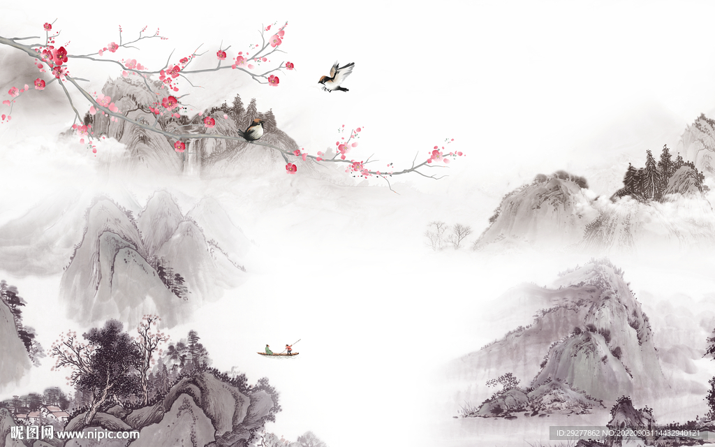 新款客厅山水新画 tif分层