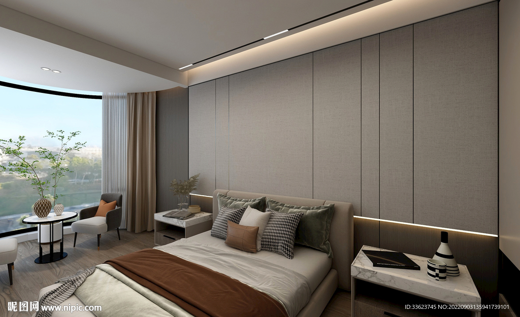 现代轻奢卧室背景墙