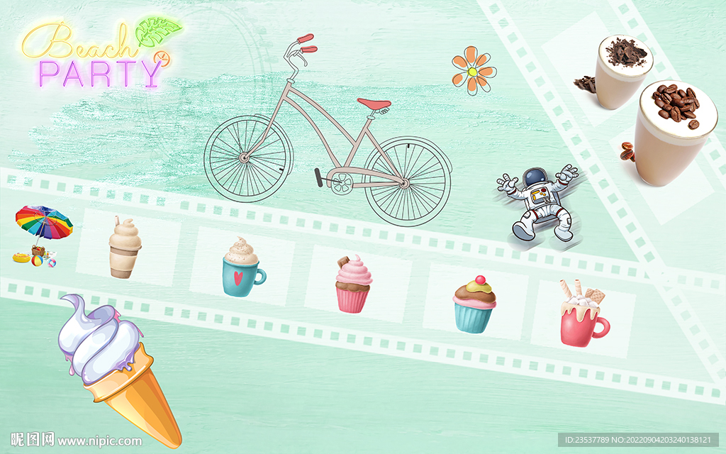 冰激凌奶茶店背景墙