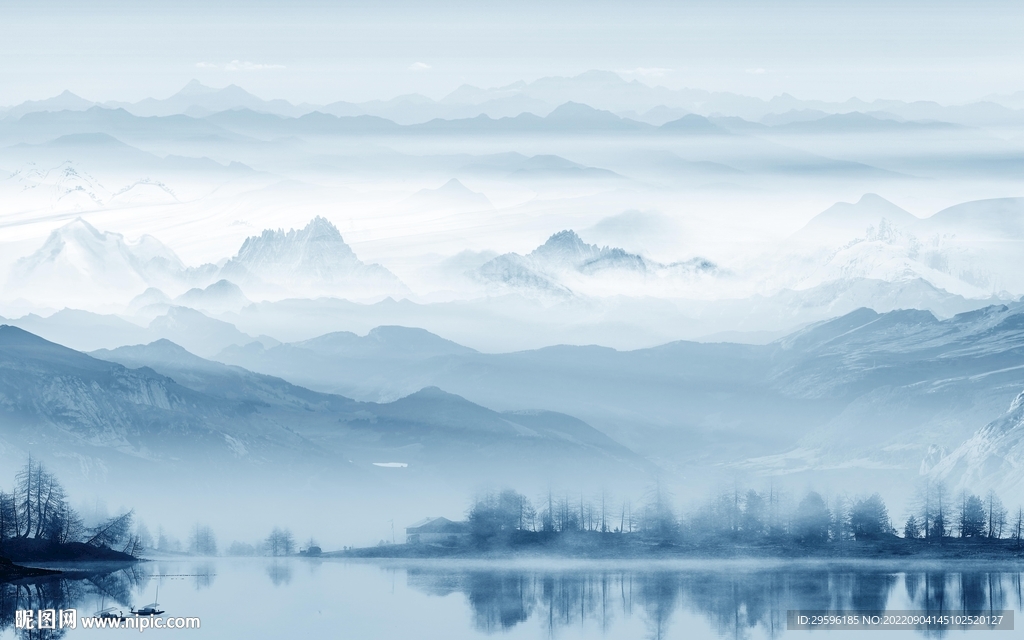 意境新客厅山水画 tif分层