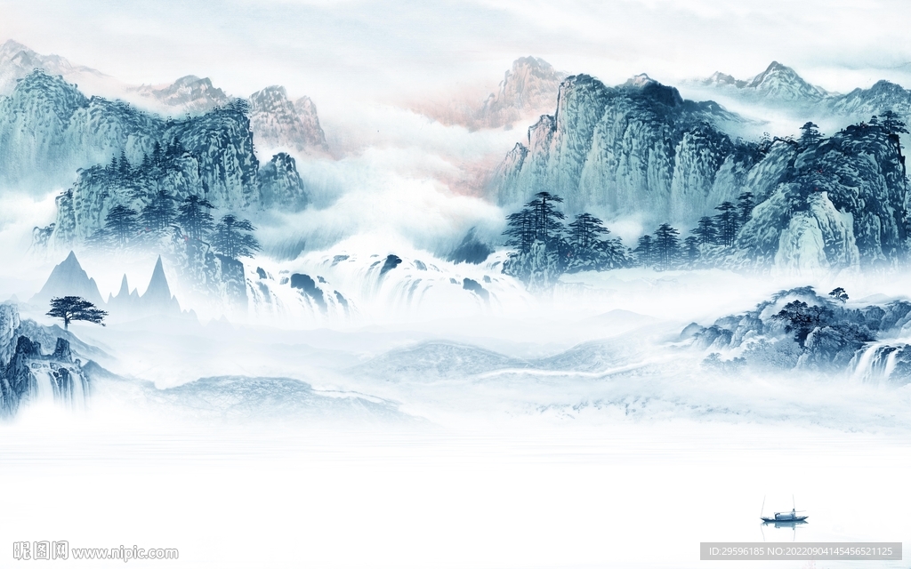 现代新客厅山水画 tif分层