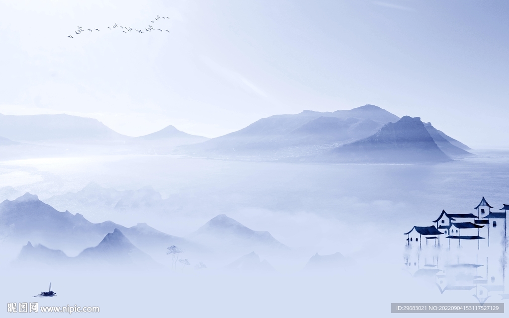 中式 最新款山水画 tIf分层