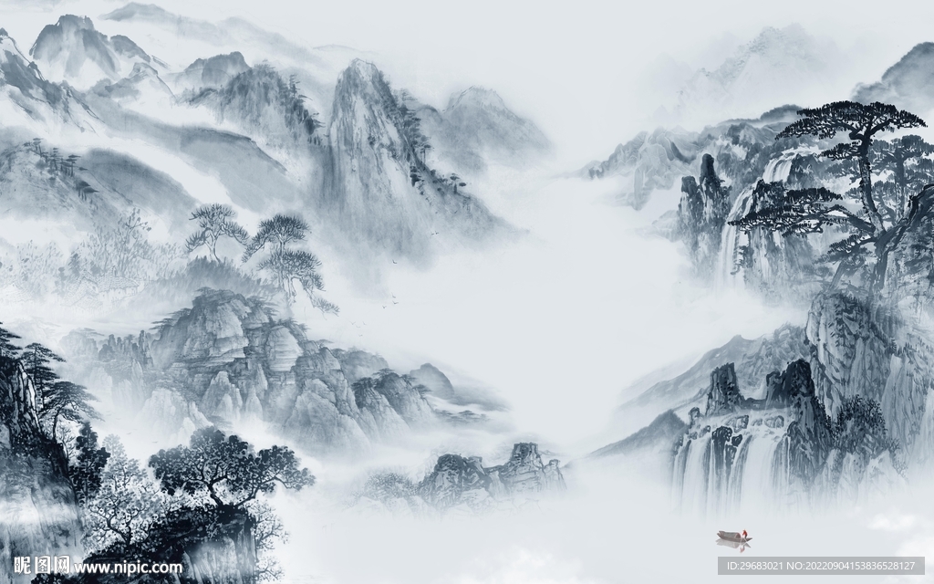 高档最新款山水画 tIf分层