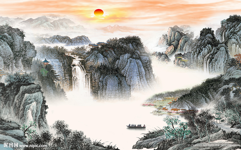 现代 最新款山水画 tIf分层