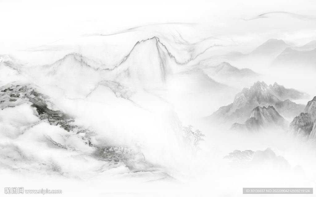 石纹意境现代山水 tif分层