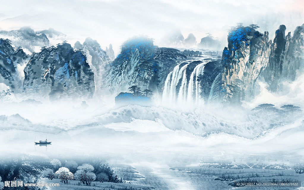 新中式意境现代山水 tif分层