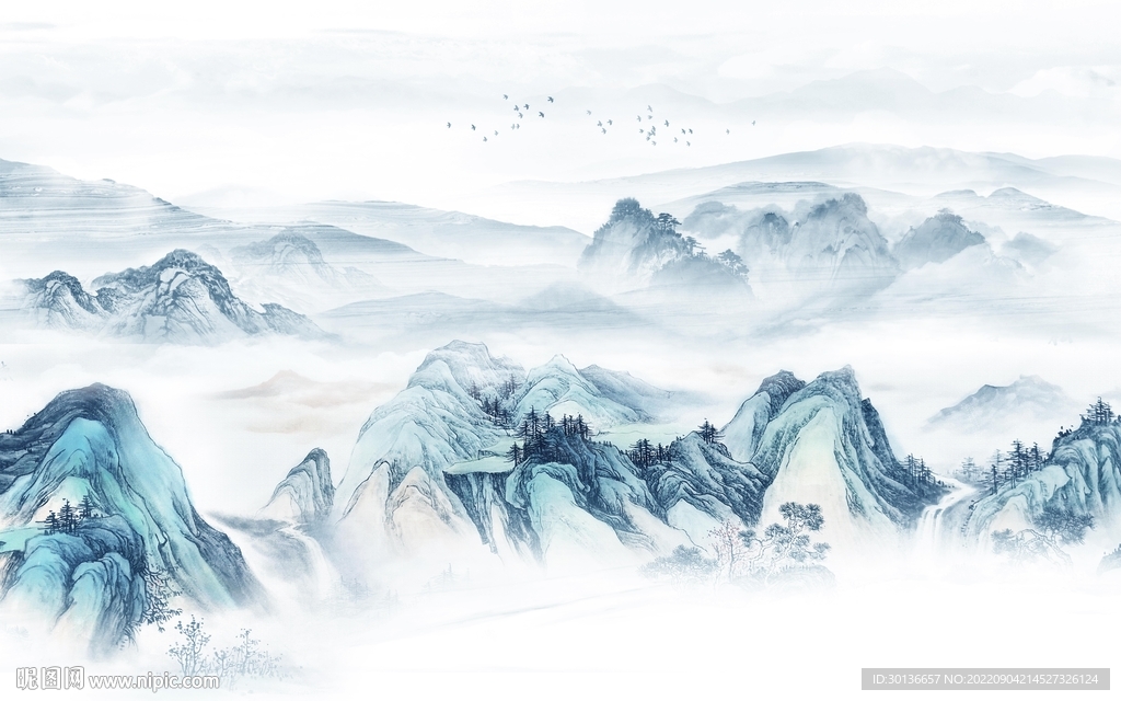 高端意境现代山水 tif分层