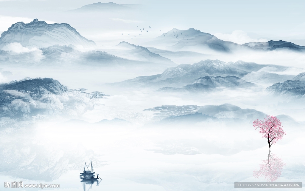 高档意境现代山水 tif分层