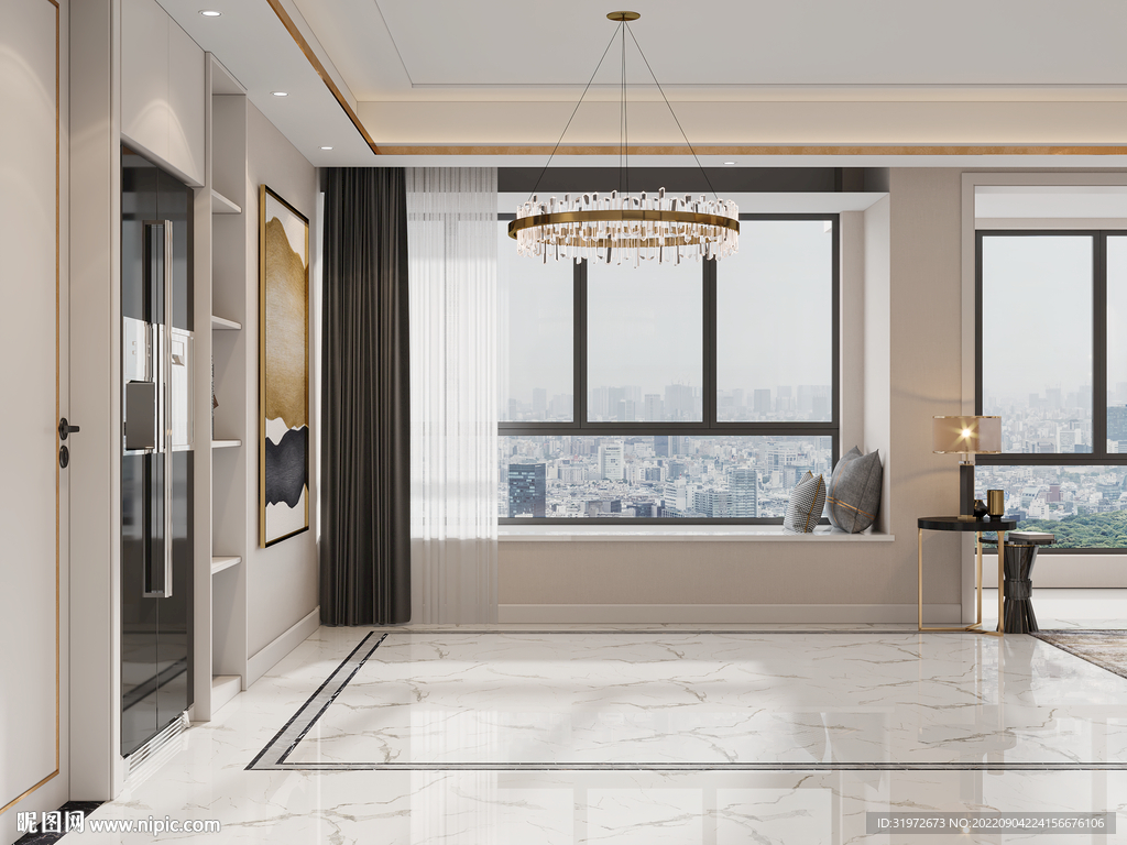 客餐厅背景墙空场景