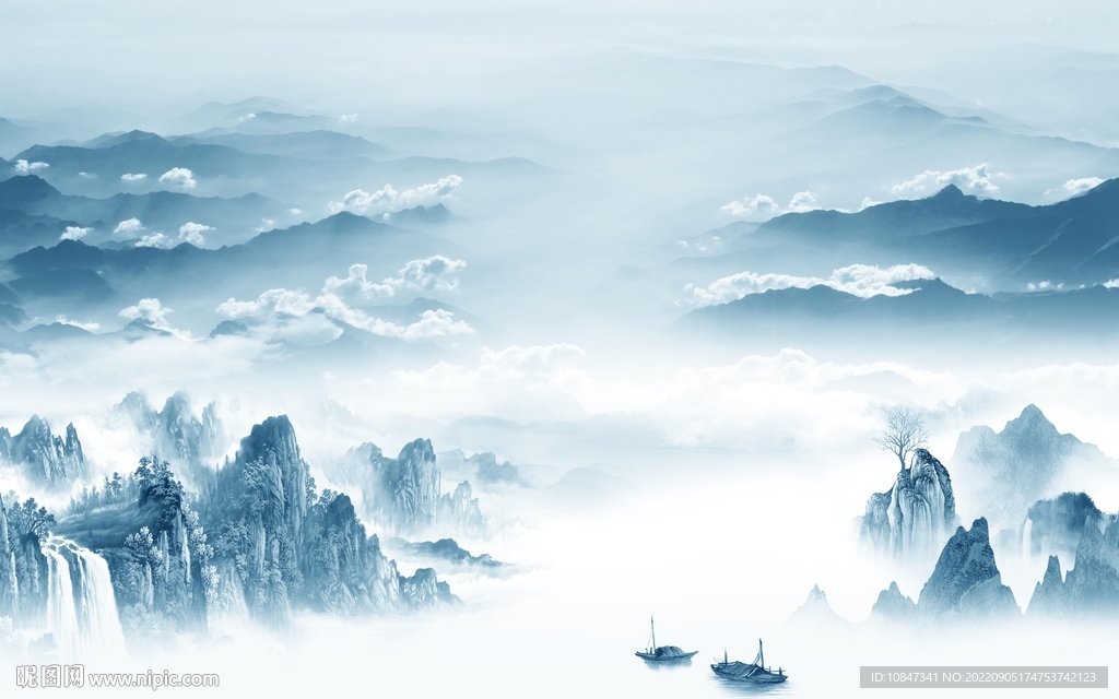 高清山水无框新画 TIf分层