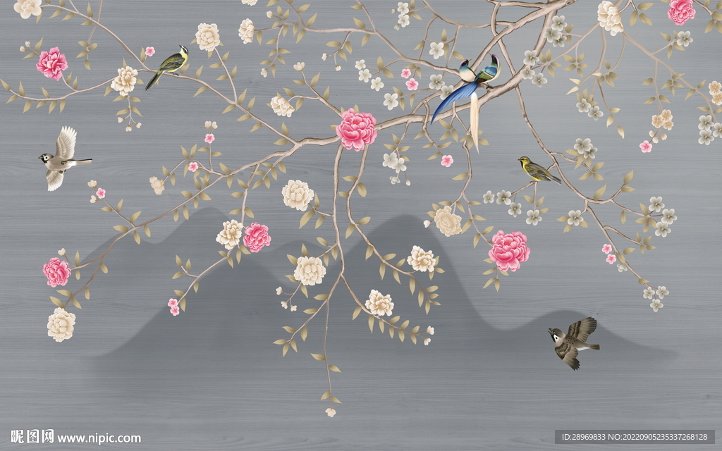 手绘山水背景墙