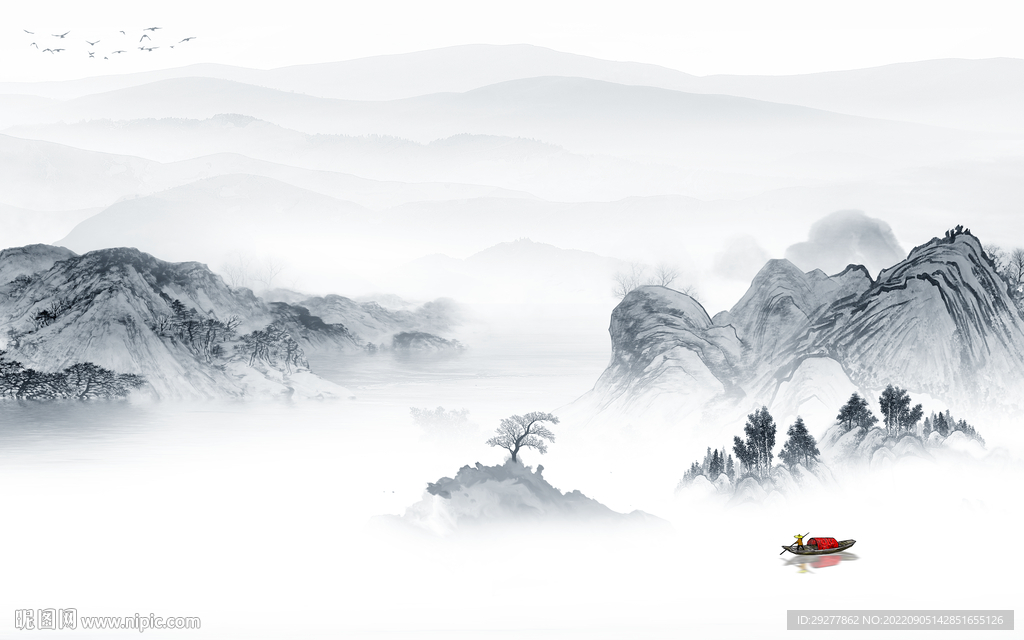 新款中式风格山水 Tif分层