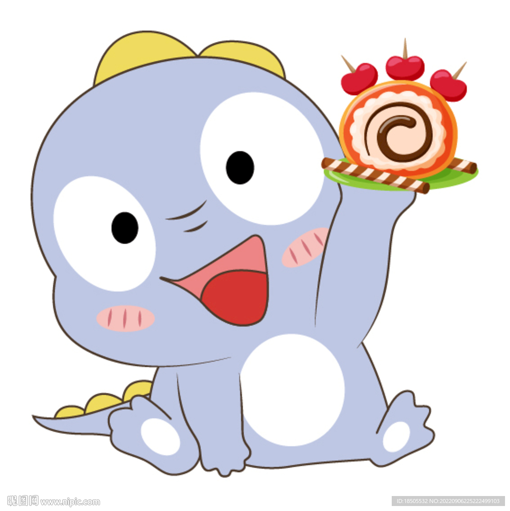 举着美味蛋糕的可爱小恐龙