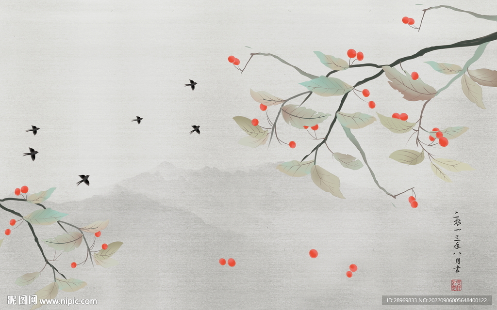 古典山水背景墙