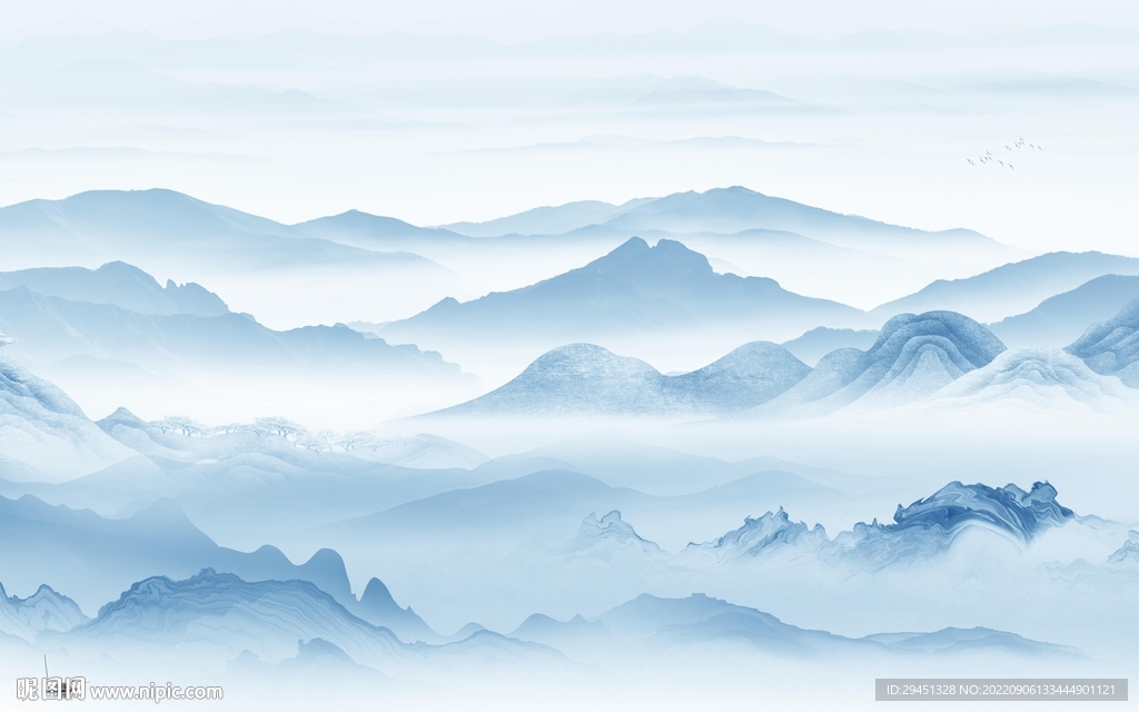 意境新中国风山水 tif分层