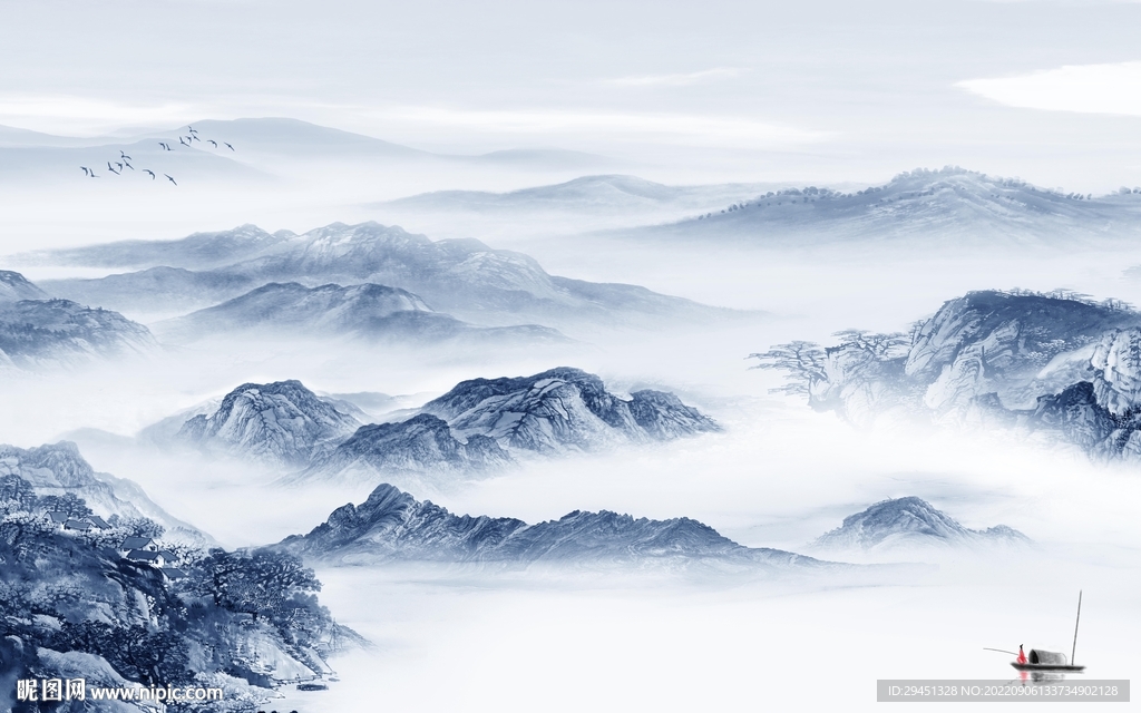 高档 新中国风山水 tif分层