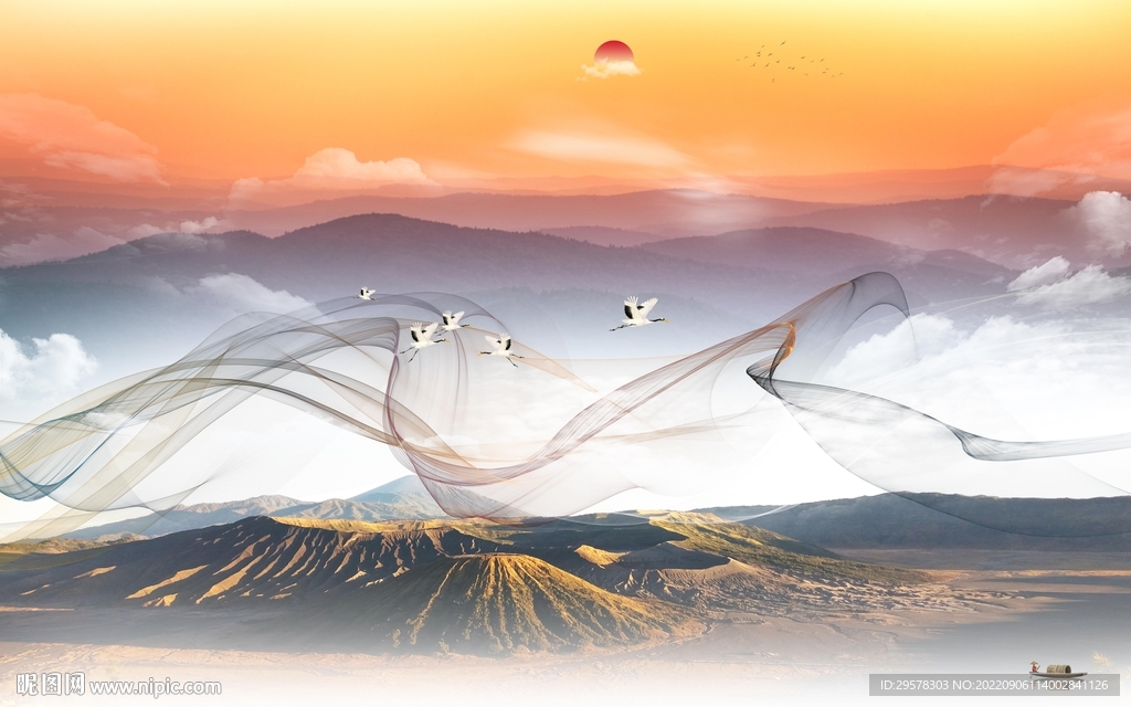 客厅意境高端山水 tIf分层