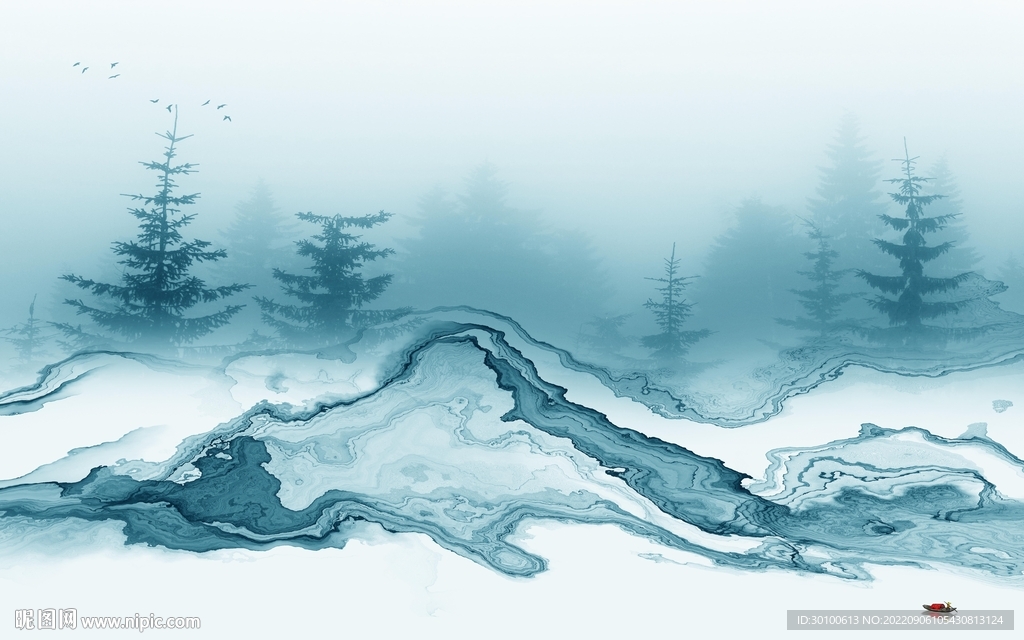 高端简约新山水画 tif分层