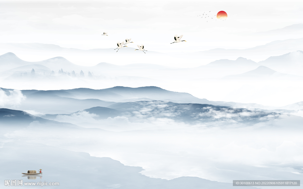 大气简约新山水画 tif分层