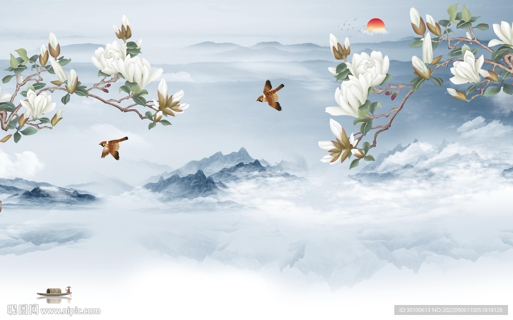 高清 简约新山水画 tif分层