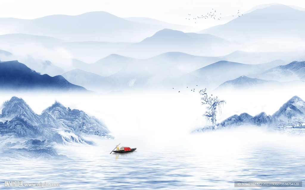 客厅高档山水新画 tIf分层