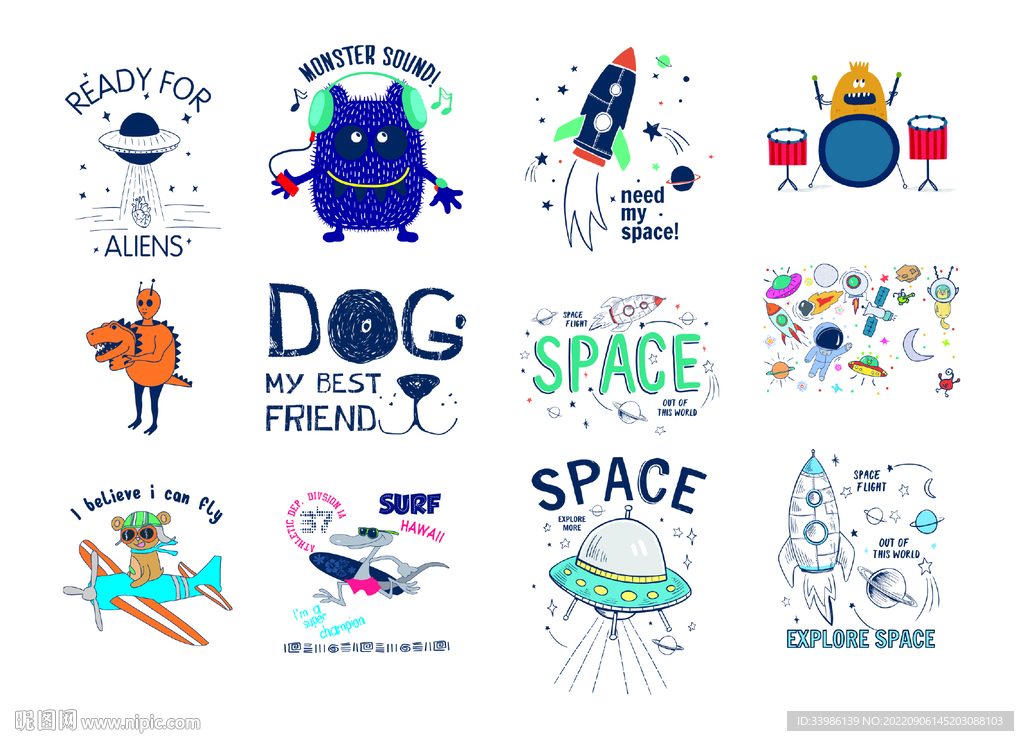 卡通太空元素