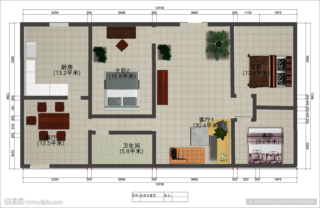 200平大房间布置图