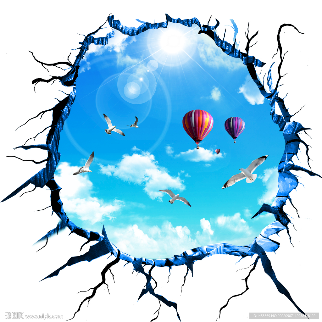 蓝天白云立体画