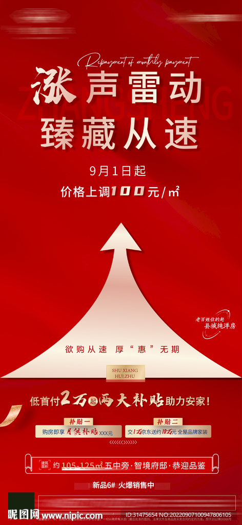 地产红色涨价单图