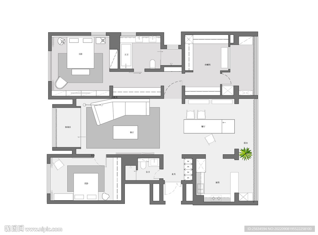 室内设计布局彩平图