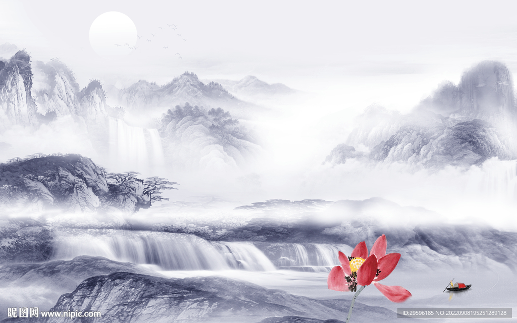 极简新山水客厅画 tif分层