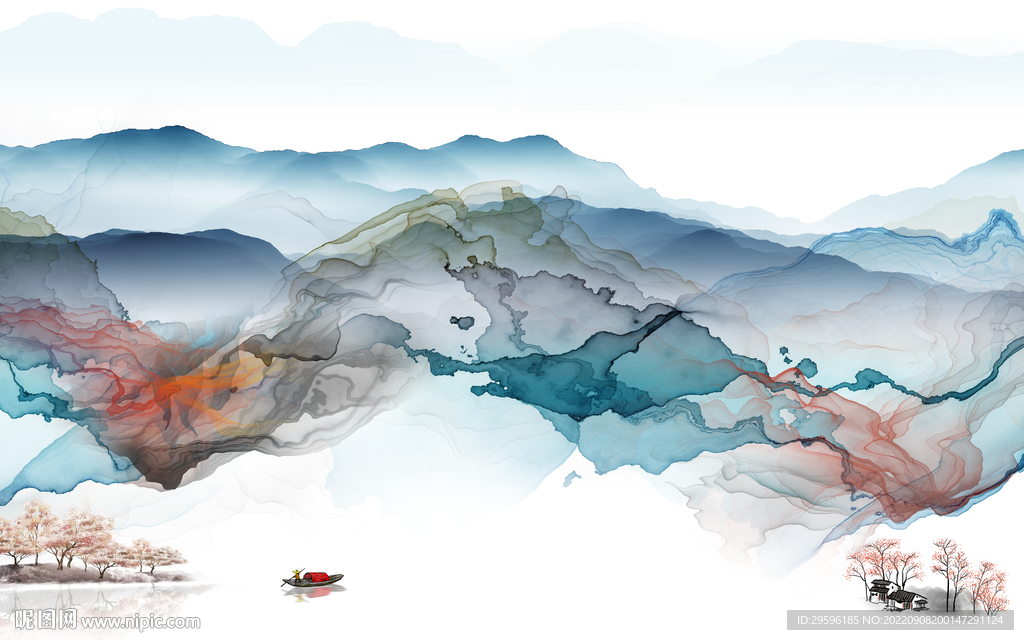 线条 新山水客厅画 tif分层