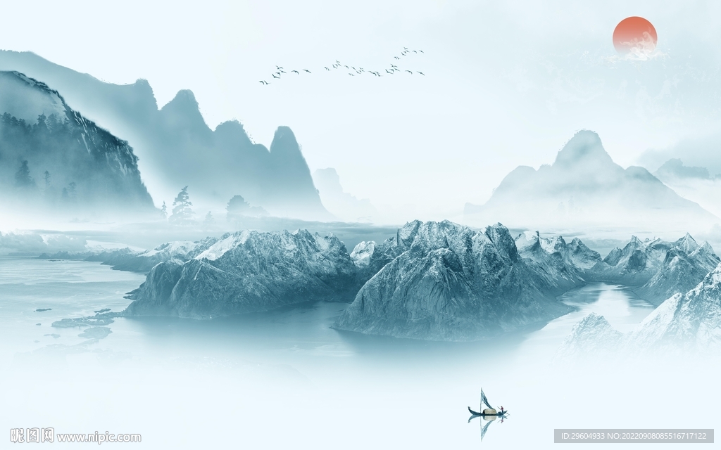 新款现代中式山水 TIf分层