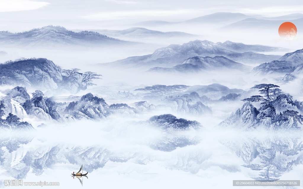 最新现代中式山水 TIf分层