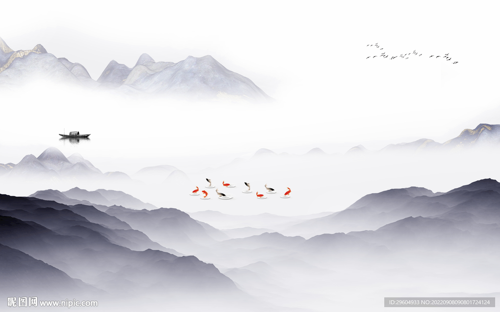 中国风现代中式山水 TIf分层