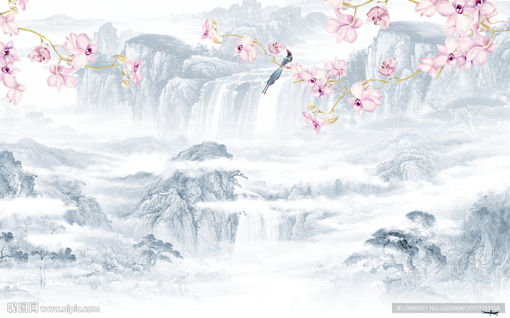 新中式沙发新山水画 tIf分层