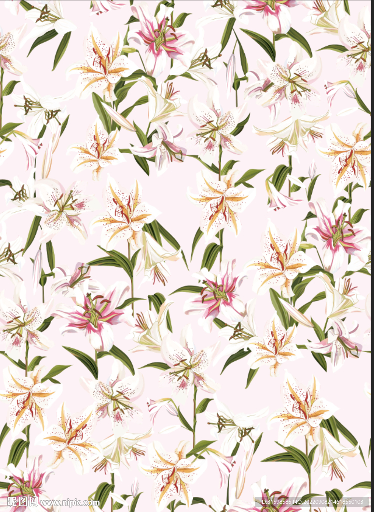 大牌女装  手绘花 百合花